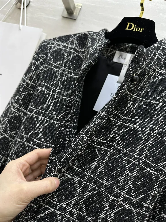 Dior quilted wool fringed coat